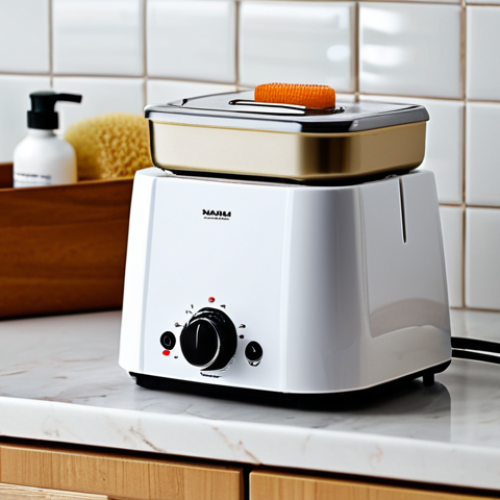 Compact Wax Heater Setup**

"A small, compact wax heater on a clean bathroom counter, surrounded by essential items like wax beads in a container, spatulas, and pre/post-wax treatment lotions. The scene is well-lit and organized, showcasing the heater's user-friendly design. Focus on the heater's temperature control dial and safety features. fully clothed, safe for work, appropriate content, modest presentation, professional product photography, perfect anatomy, natural proportions, high quality."

**