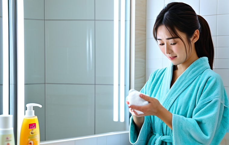 Hydrated Beauty**

A young Japanese woman with clear, glowing skin, applying a moisturizing wash-off pack in a bright, clean bathroom. She is wearing a comfortable, modest robe. Focus on the texture of the pack and the healthy appearance of her skin. Safe for work, appropriate content, fully clothed, modest, perfect anatomy, correct proportions, natural pose, professional lighting, high resolution.

**