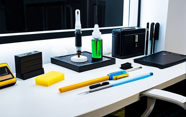 왁스 기기 세척 방법 - **

"A close-up shot of hands meticulously cleaning a disassembled vape pen with a cotton swab dippe...